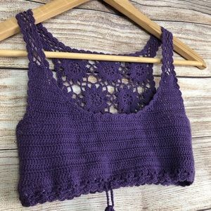5/$25 Purple Crocheted Cropped Tank Size S